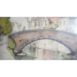 George Hammond Steel (1900-1960), a watercolour, figure on a bridge in Bruges, signed and dated. H.