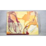 An abstract oil on canvas. Indistinctly signed to the back and dated 2004. H.75 W.101