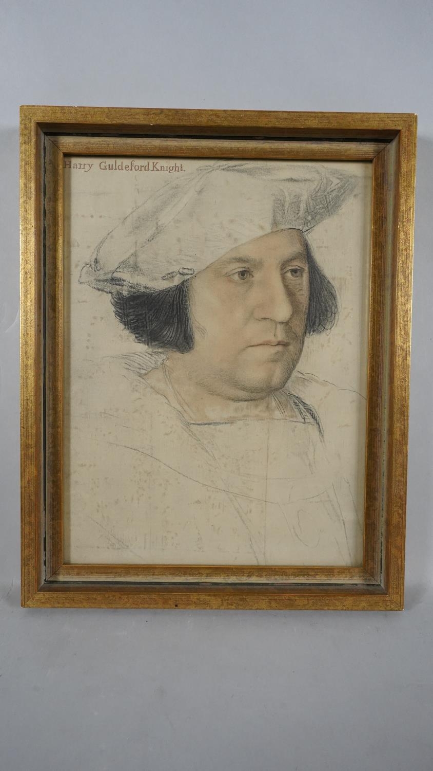 Two framed and glazed prints of drawings. One by Holbein the Younger of Henry Guildford Knight and - Image 6 of 9