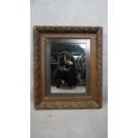 A 19th century giltwood wall mirror in floral gesso decorated frame. H.80 W.64