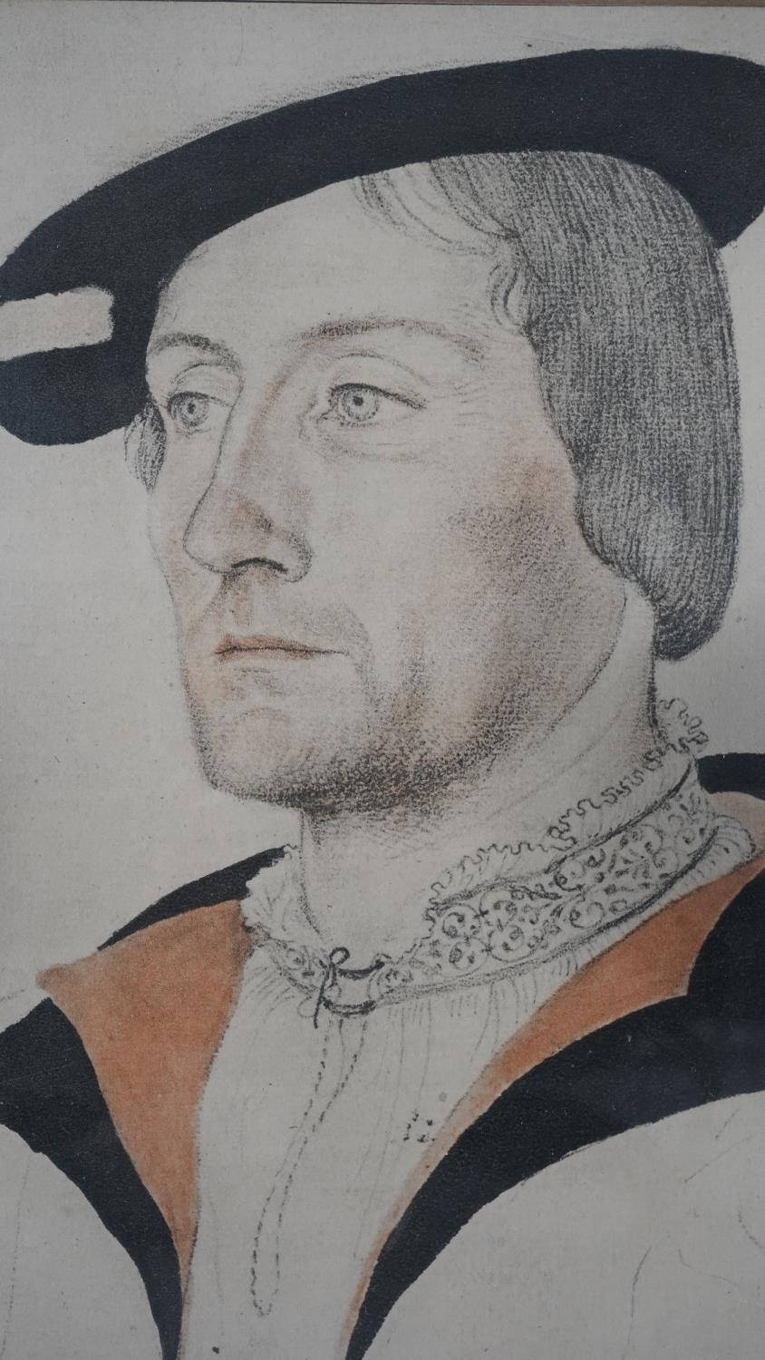 Two framed and glazed prints of drawings. One by Holbein the Younger of Henry Guildford Knight and - Image 3 of 9