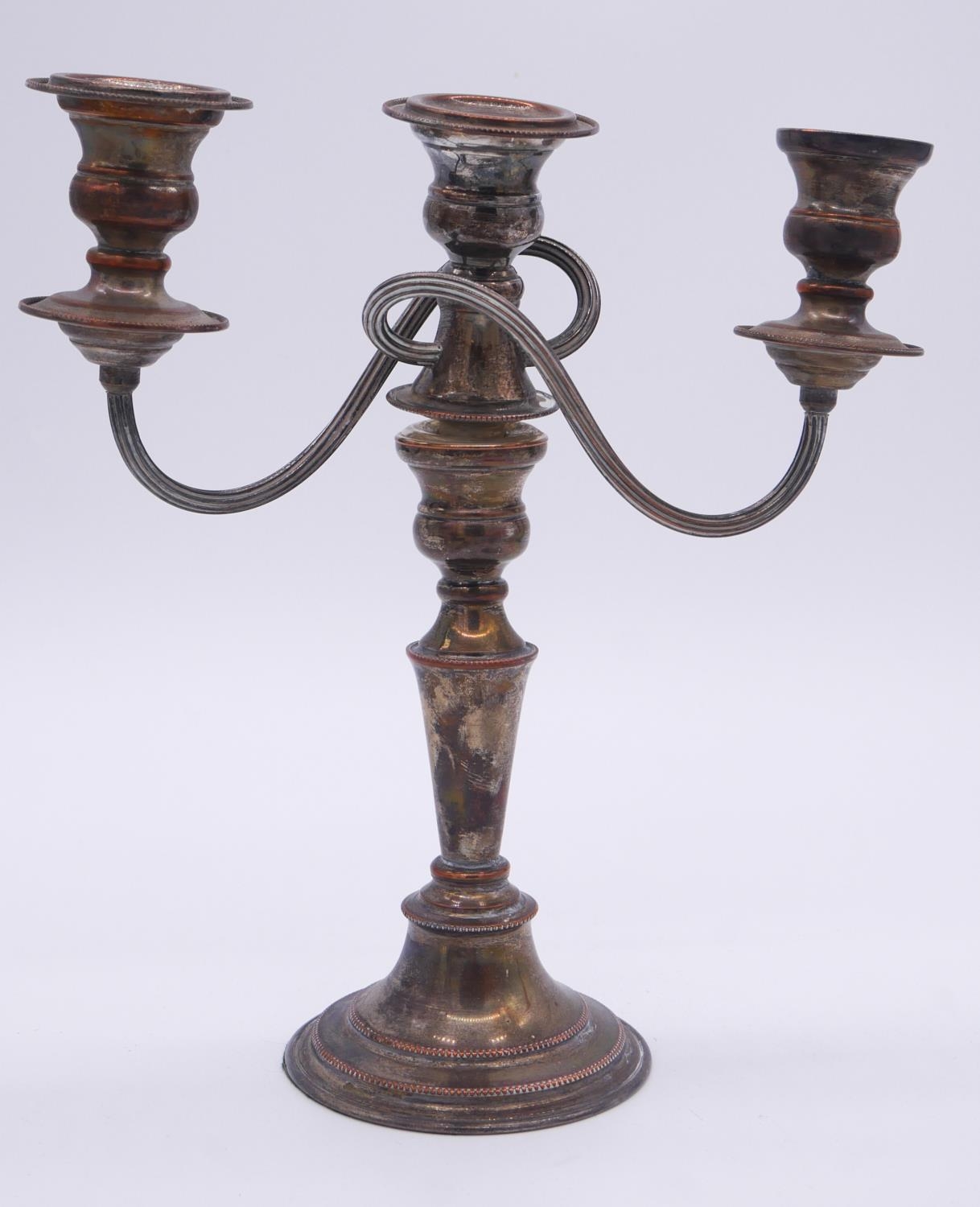 A collection of silver plate. Including a three branch candelabra, a two handled silver plate - Image 3 of 10