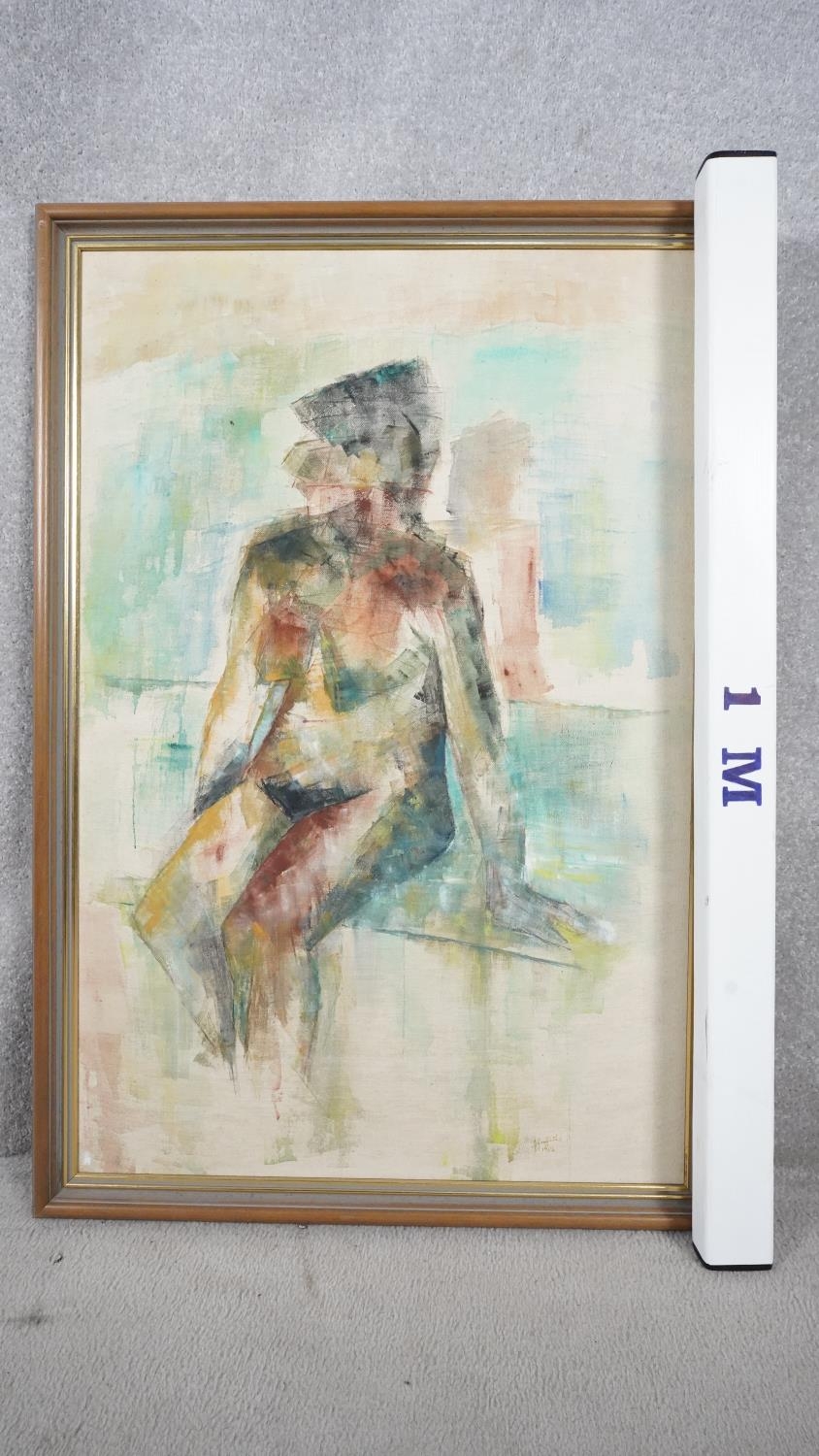A framed oil on canvas, nude study, signed and dated Griffiths. H.100 W.68 - Image 3 of 5