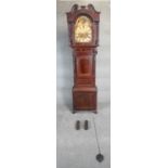A Georgian mahogany and satinwood inlaid longcase clock with Roman numerals to the painted moonphase