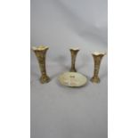 Three Japanese gilded and hand painted trumpet vases, with character mark to base along with an