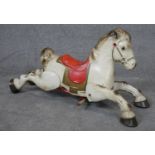 A vintage painted cast metal horse from a children's rocking horse. H.48cm