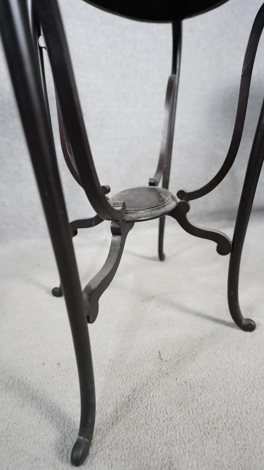 A late 19th century mahogany shaped oval top occasional table on slender cabriole supports united by - Image 3 of 3