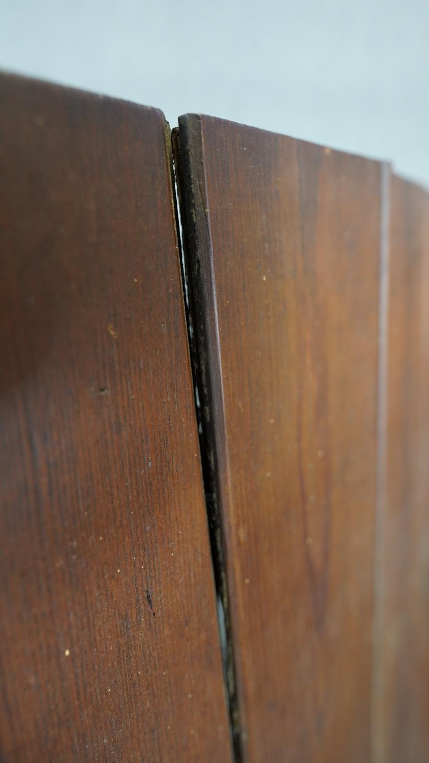 A C.1900 high backed pitch pine settle on square supports. H.128 W.161 D.57 - Image 4 of 5