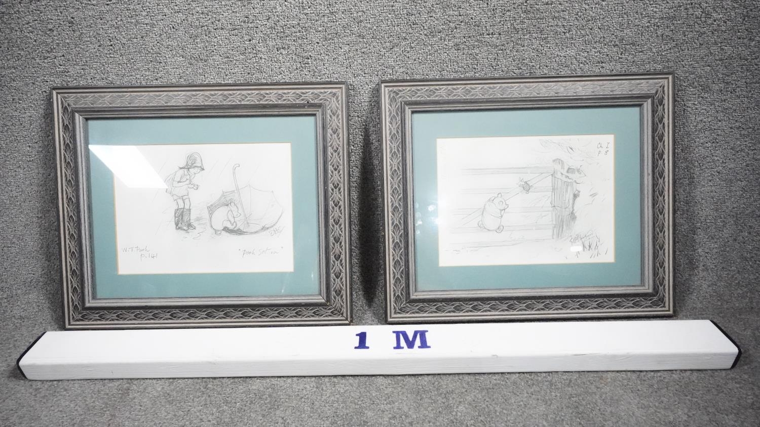 Two framed and glazed prints of A.A. Milne drawings of Winnie Pooh. H.40 W.46 - Image 13 of 13