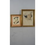 Two framed and glazed prints of drawings. One by Holbein the Younger of Henry Guildford Knight and