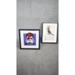 A framed and glazed signed print of a David Bowie Stormtrooper, 43/100, signed RAM800, along with