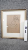 Clifford Hall (1904 - 1973)- A framed and glazed pastel drawing on paper of a female nude lounging