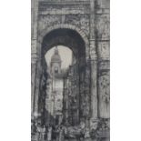 Edward Sharland (1884 - 1967) A framed and glazed etching of The Black Gate, St John's Besançon.