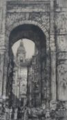 Edward Sharland (1884 - 1967) A framed and glazed etching of The Black Gate, St John's Besançon.