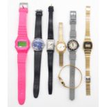 Seven ladies wrist watches. Including Timex, Ebel, Tag, Casio and others.