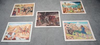 A collection of forty Enid Blyton bible coloured prints. H.44 W.53