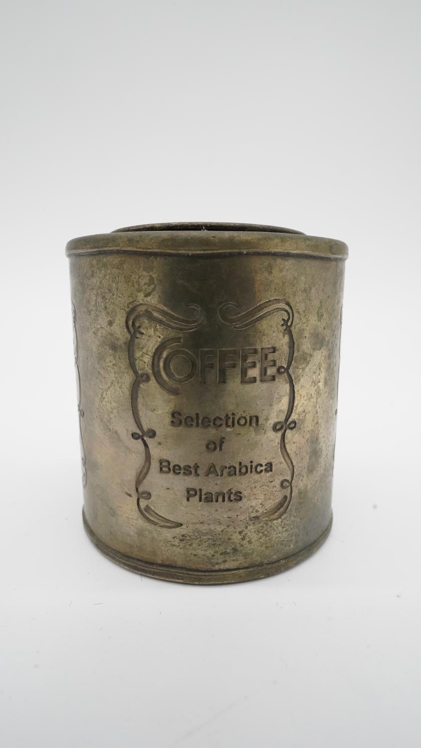A set of three silver plated loose tea tins. Each with impressed written description. H.88 W.8.8 D. - Image 3 of 5