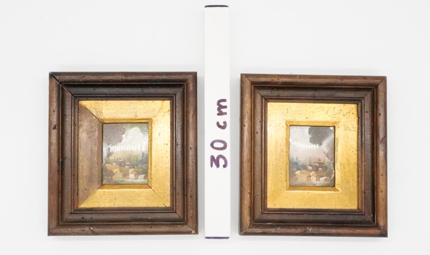 Two framed and glazed miniature oil on board landscape scenes. Signed Andre. H.21 W.19 - Image 9 of 9