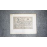 An unframed antique etching of a book plate of French script with heraldic shields. Krafft sculpt.