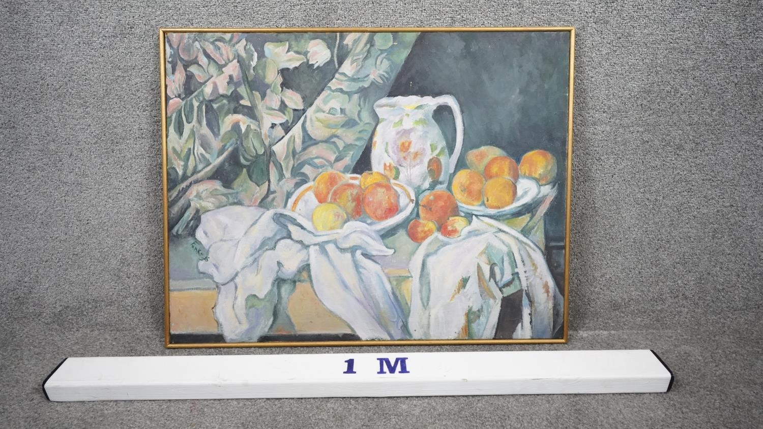 A framed still life oil on canvas, signed Funke and dated. H.59 W.75 - Image 5 of 5