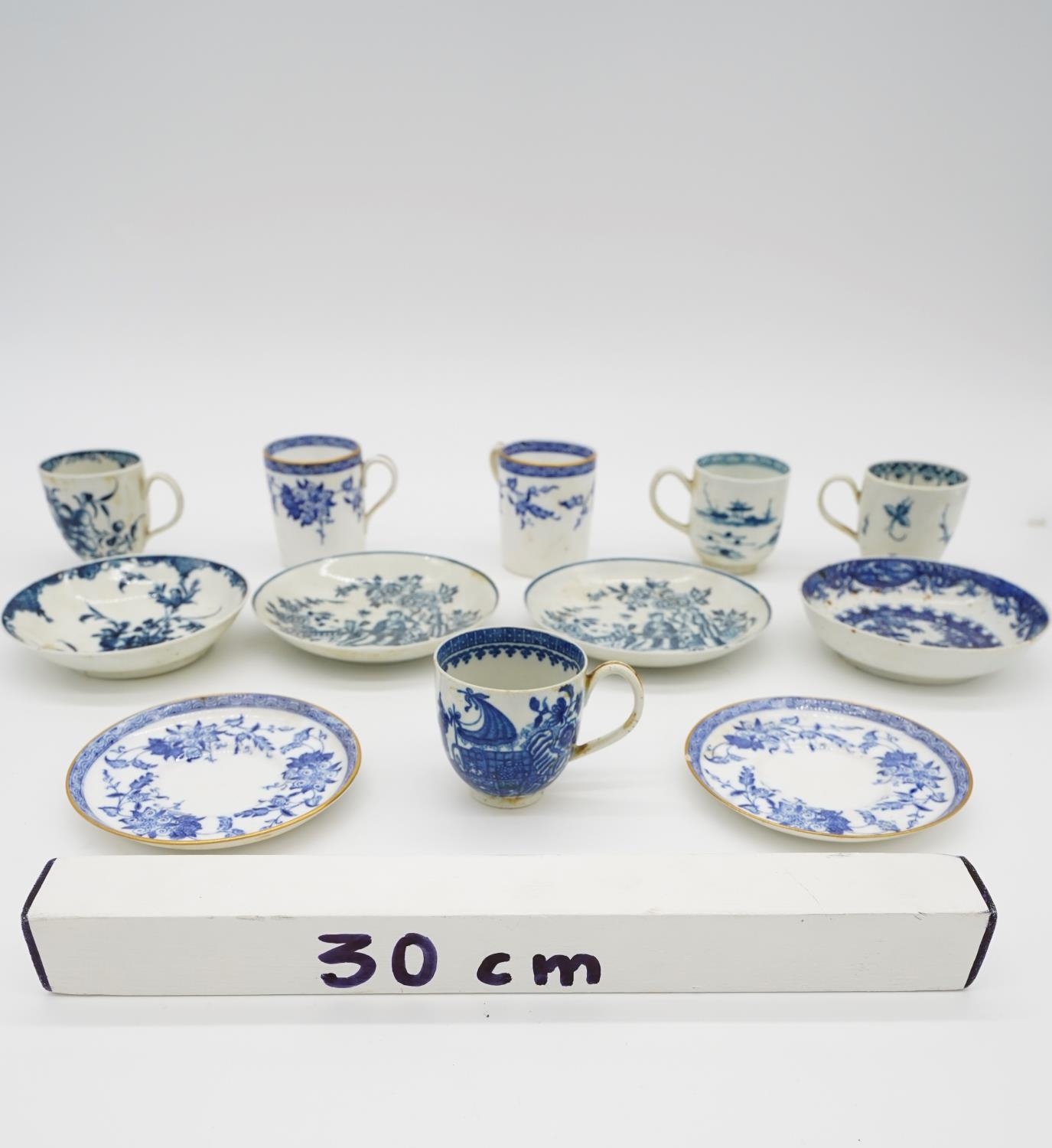 Six 19th century blue and white coffee cups and saucers. Two by Bishop & Stonier Bisto with a - Image 2 of 30