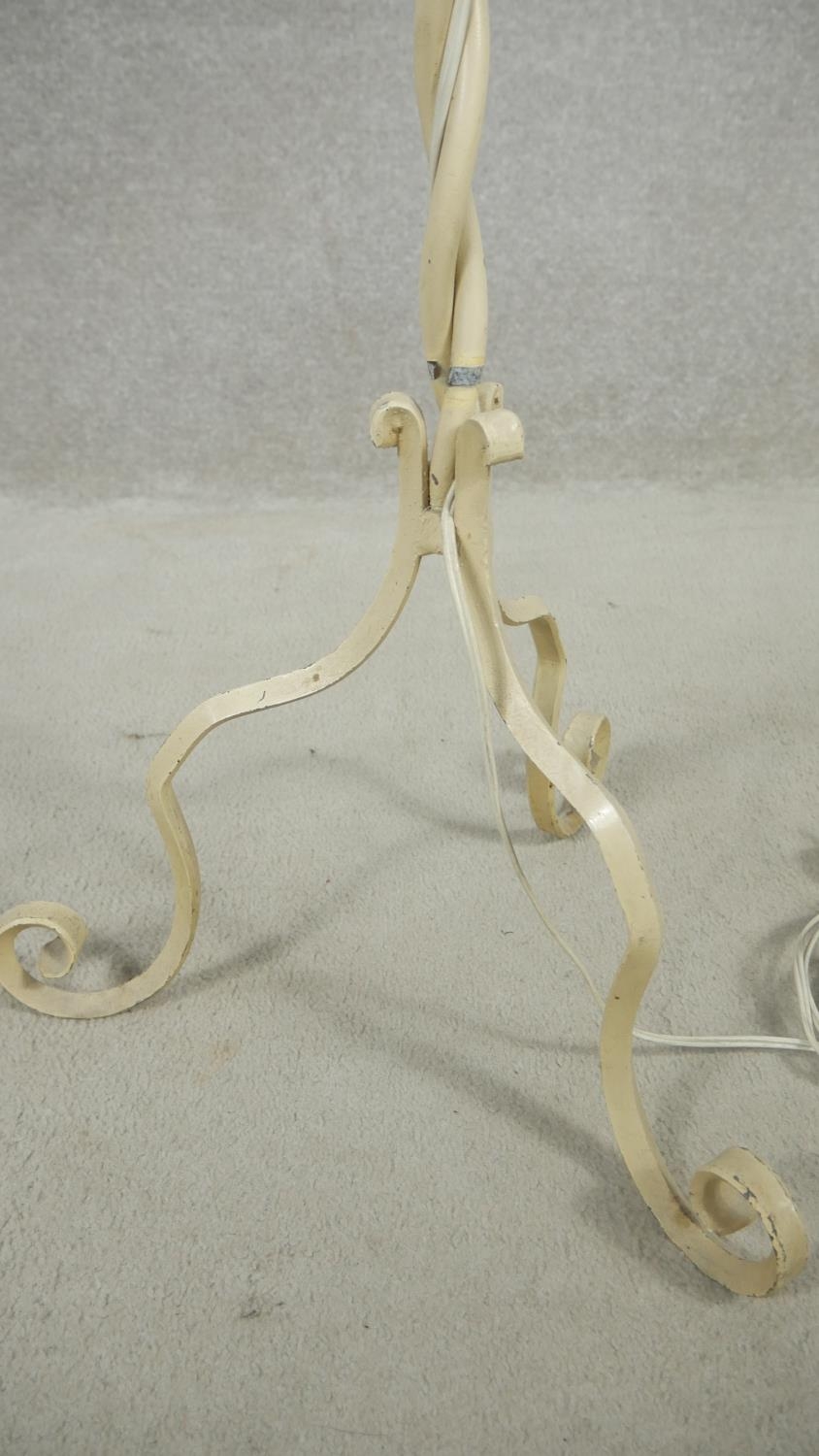 A mid century vintage painted wrought metal lamp standard on twist stem and tripod shaped and - Image 3 of 4