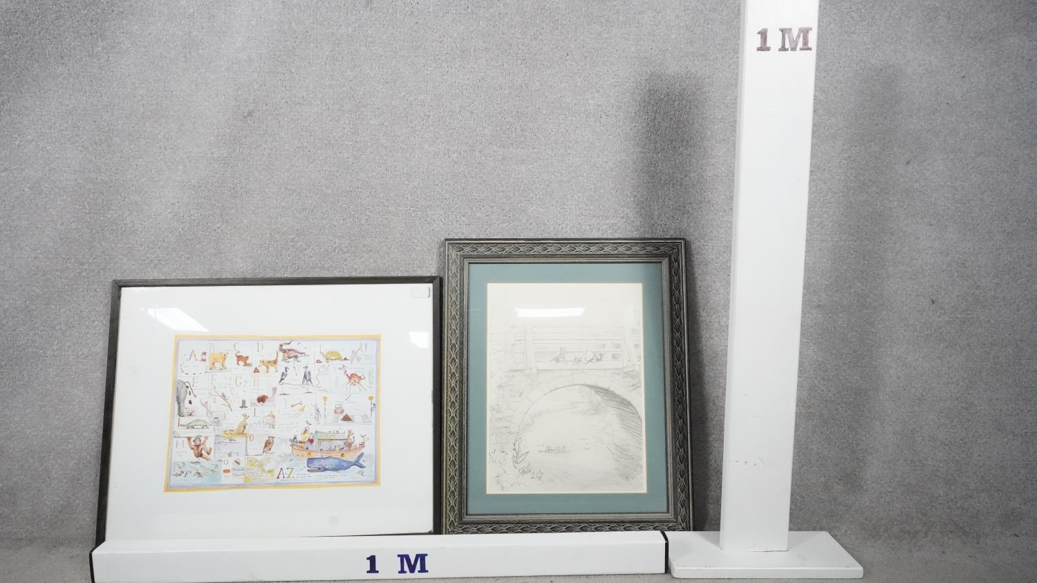 Two framed and glazed prints. One of a drawing by A.A. Milne of Rabbit, Piglet and Pooh Bear playing - Image 3 of 10
