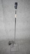 A contemporary chrome adjustable standard lamp on rectangular polished chrome base. H.116