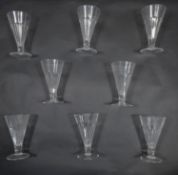 A set of eight William Yeoward 19th century design water glasses. With facetted plain decoration