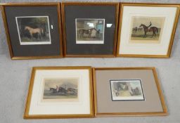 A collection of five framed and glazed 19th century hand coloured engravings of various race