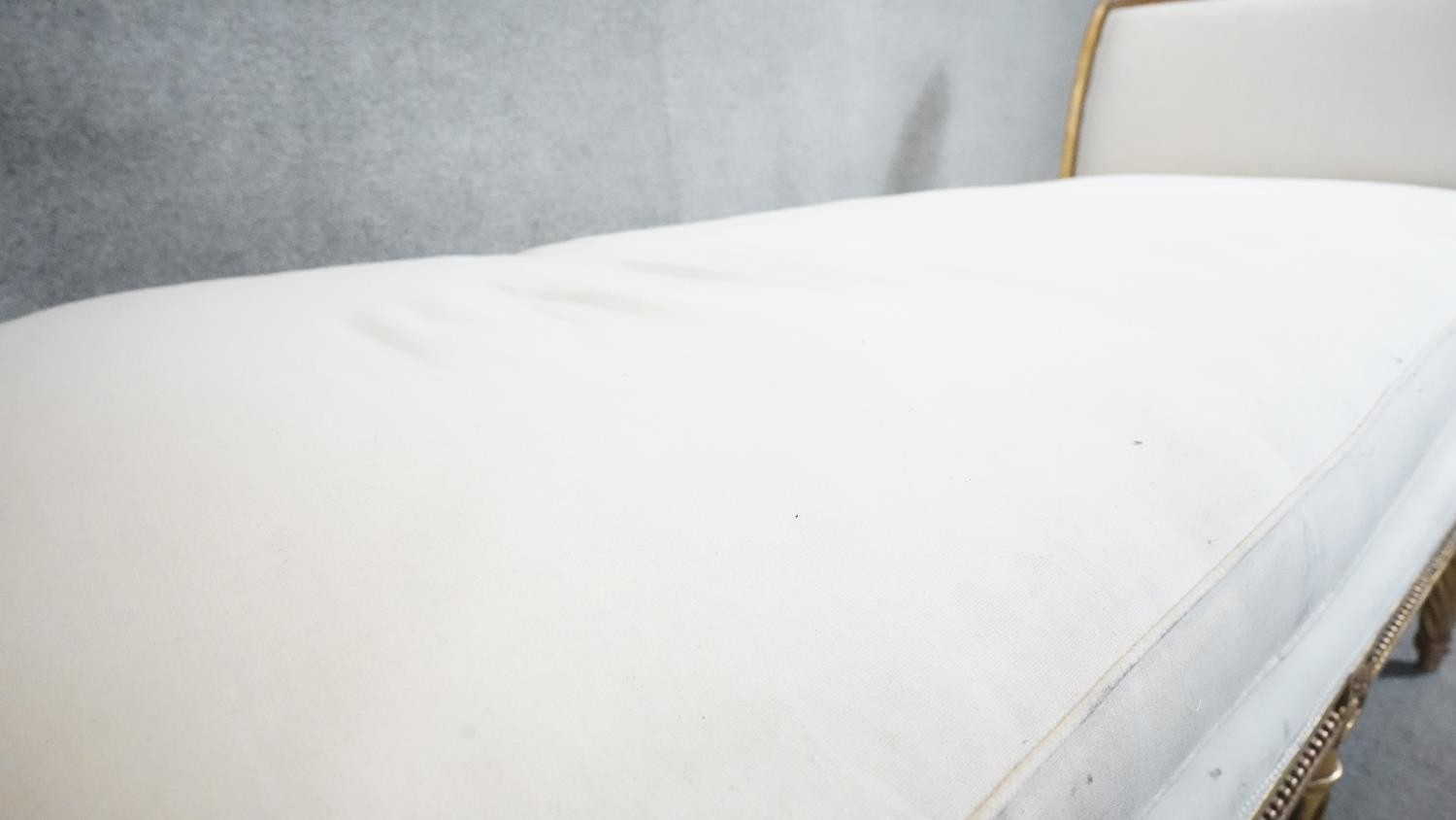 A Louis XVI giltwood daybed in the style of JEAN-BAPTISTE SENE. With fitted cushion, carved and - Image 3 of 8