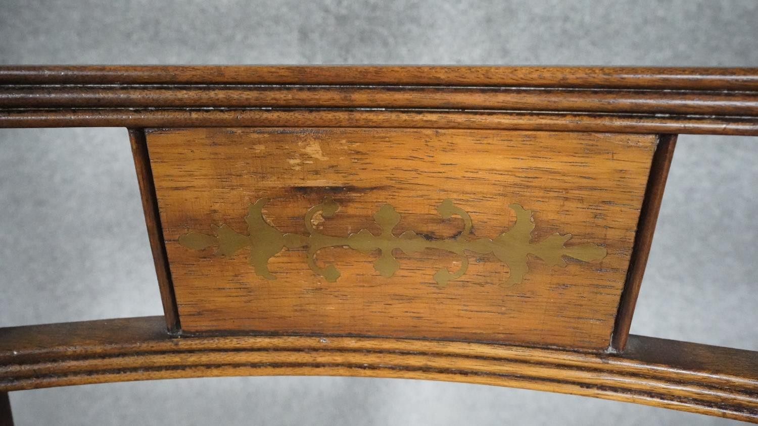 A set of six Regency mahogany style dining chairs with brass inlaid decoration and drop in seats - Image 9 of 10