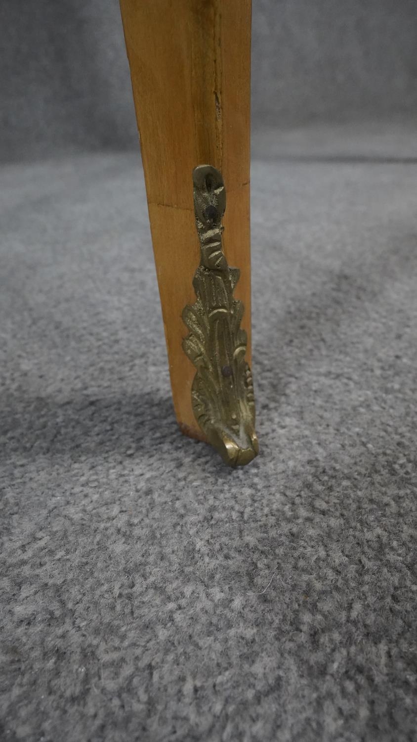 A Louis XV style burr maple kneehole writing table with ormolu mounts on slender cabriole - Image 9 of 10