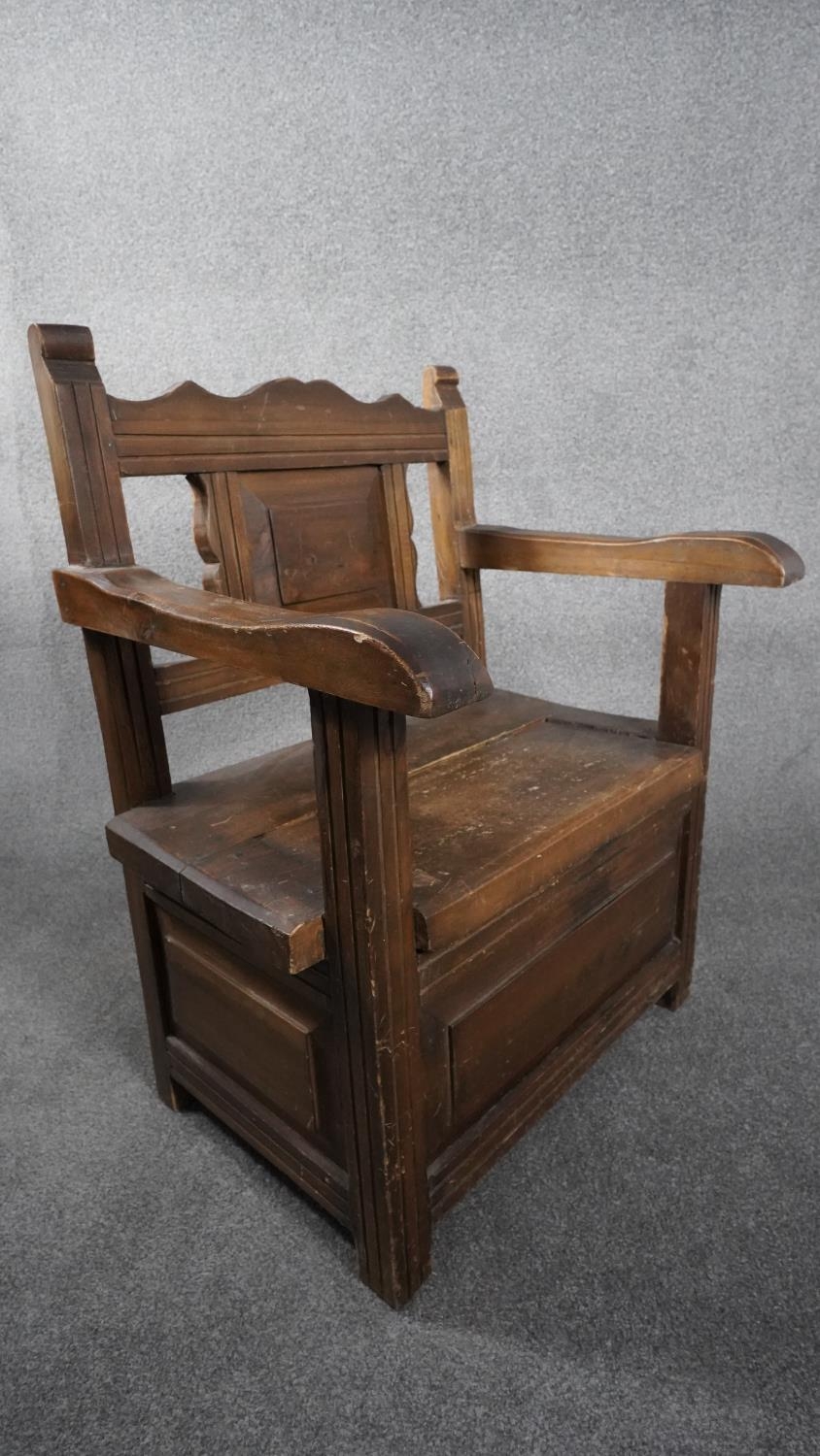 An Eastern teak box chair with lift up compartment to the base. H.86 W.63 D.49 - Image 2 of 4