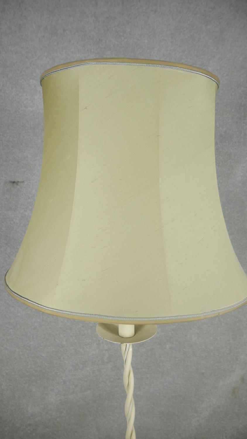 A mid century vintage painted wrought metal lamp standard on twist stem and tripod shaped and - Image 2 of 4