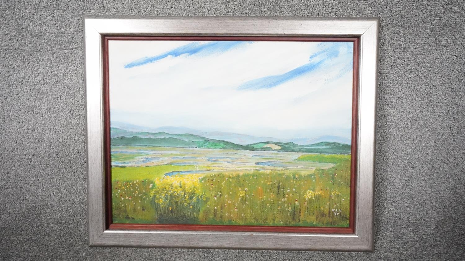 A framed oil on board of a landscape. Signed V.L.V., 99. Inscribed to the back 'Vernon Veale - Image 2 of 6