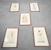 Five framed and glazed Vanity Fair Spy prints of various cricketing characters. H.48 W.32