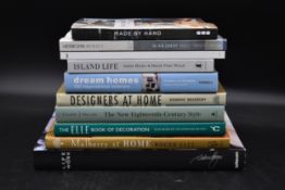 A collection of ten hard back books on design and home interiors. Including Designers at Home,
