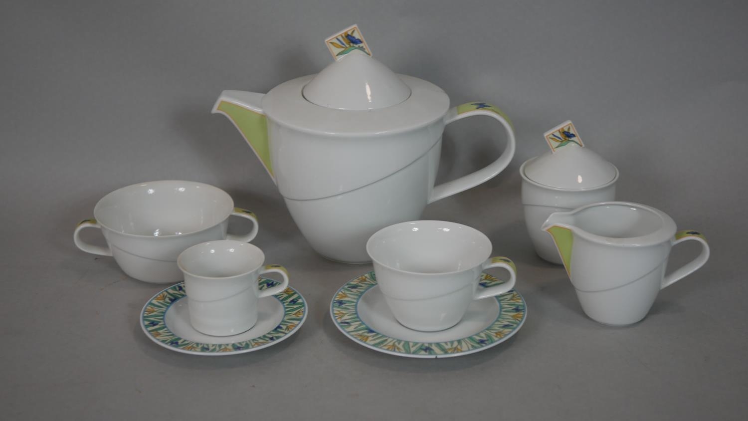 A Rosenthal Butterfly and Bird of Paradise flower design Art Deco style porcelain coffee and - Image 2 of 13