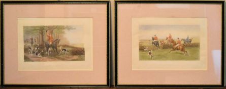 A pair of framed and glazed 19th century hunting prints, A View Halloo and At High Pressure, printed