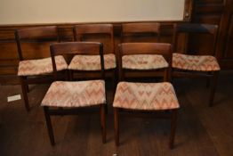 A set of six mid century vintage Scandinavian dining chairs. H.76 W.66 D.46cm (6) (seats in need