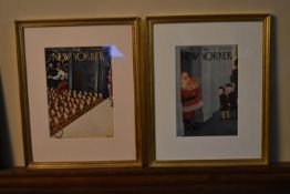 A pair of framed and glazed original 1940's vintage New Yorker magazine covers. H.49 W.39cm (2)