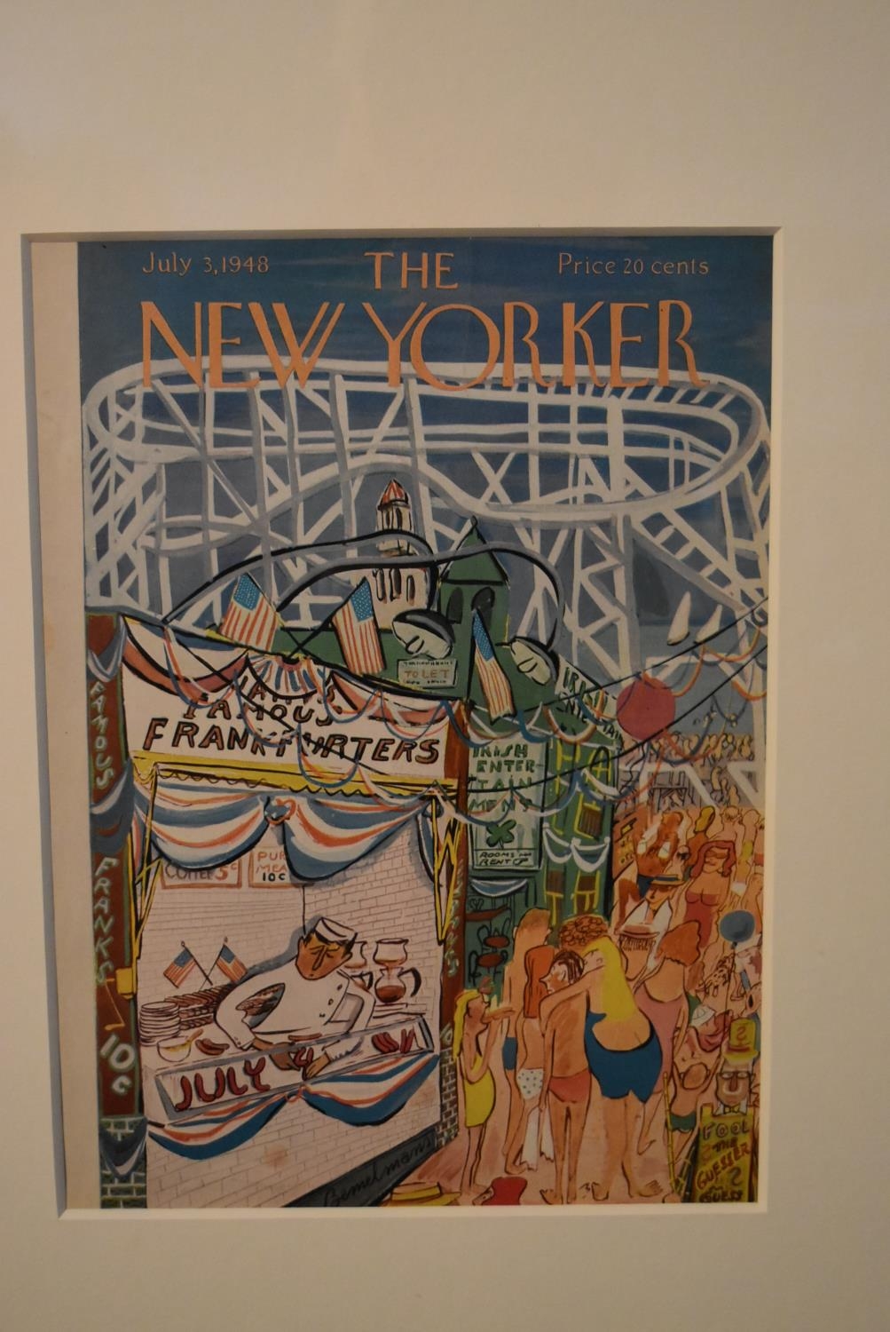 A set of three framed and glazed original 1940's vintage New Yorker magazine covers. H.49 W.39cm (3) - Image 2 of 7