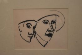 Raymond Trameau (1897-1985), a gouache on paper, portrait of a couple. H.37.5 W.44cm