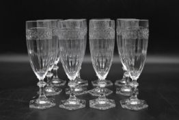 A set of twelve Villeroy & Boch crystal cut champagne flutes with makers mark to base. H.19 Dia.
