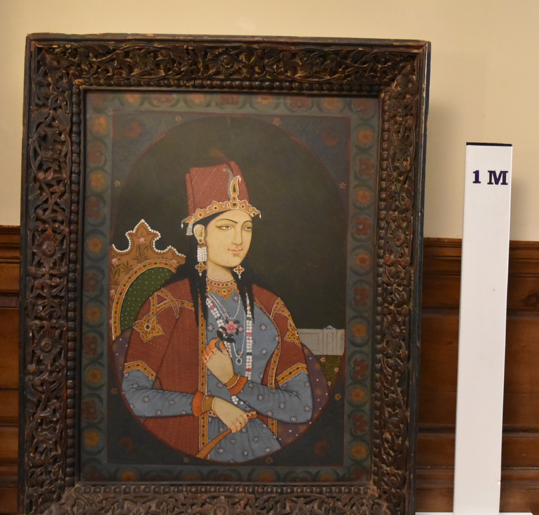 A framed and glazed early 20th century Indo-Persian watercolour on paper of the empress consort of - Image 6 of 7