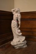 Alice Heath - a plaster sculpture of a woman with painted detail, signed by artist. H.78 W.34cm
