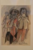 Ben Shahn (1898-1969), crayon and watercolour study, signed. H.56 W.46cm