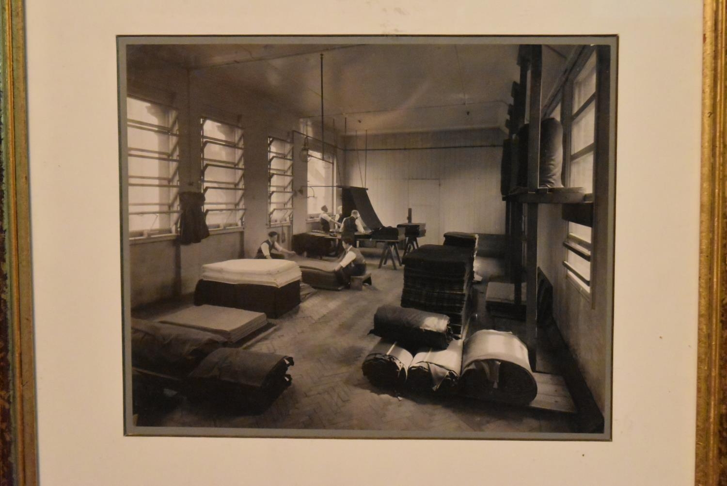 A set of three gilt framed and glazed photographs from mid 20th century textile factories. H.41 W. - Image 3 of 6