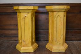 A pair of painted balsa and card faux marble pedestals. H.70 W.38 D.33cm (2)